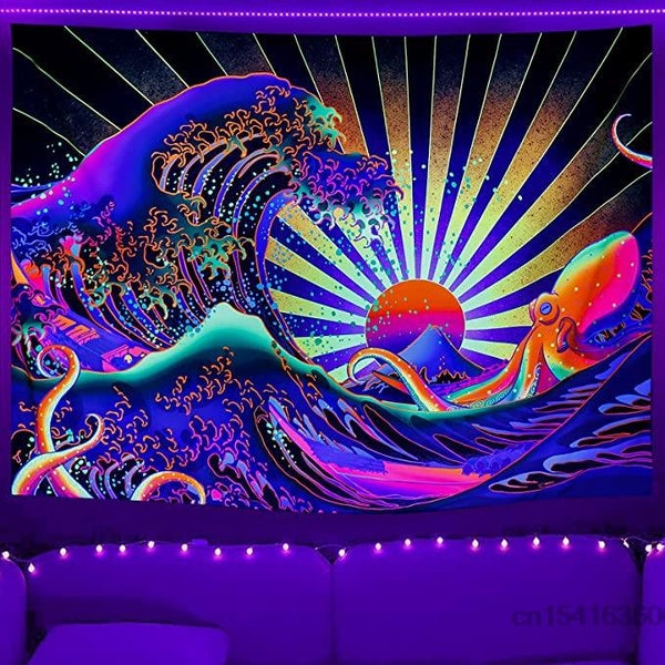 UV-Reactive Blacklight Tapestry - Psychedelic Wall Art for Trippers