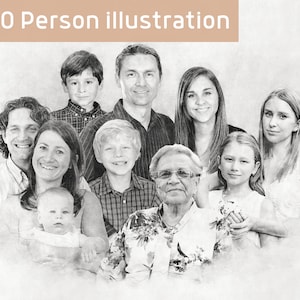 7-10 Digital Portrait Sketch, Pencil Drawing from Photo, Family Drawing, Personalized Sketch Portrait, Family Portrait, Portrait from Photo