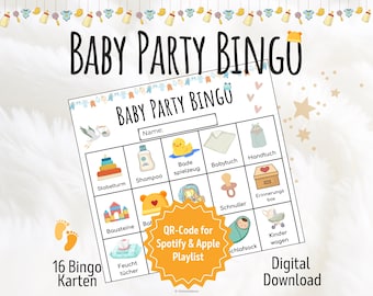 Gra na Baby Shower | Bingo na Baby Shower | Zabawna gra na Baby Shower dla dorosłych i przyszłych mam | Bingo do druku | Pobierz dla 16 graczy