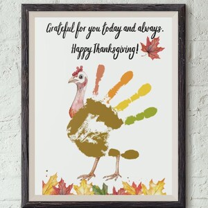 Arte con huella de mano de pavo para el Día de Acción de Gracias: bonito regalo de recuerdo para niños y bebés / Actividad de memoria única, tarjeta de bricolaje, manualidad navideña