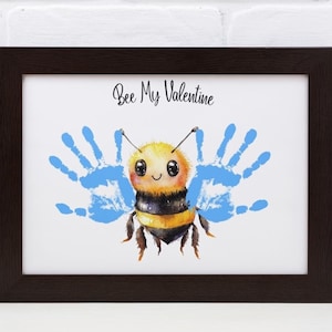 Bee My Valentine Handprint Art – Grazioso regalo ricordo per bambini e neonati / Attività artigianale di memoria unica, biglietto fai da te, regalo per la festa della mamma