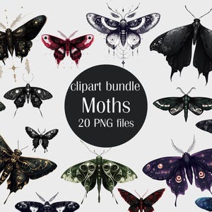 Gothic nachtvlinders hoge kwaliteit aquarel png magische donkere transparante afbeeldingen voor webdesign, doe-het-zelfproject, ambachten, scrapbooking, hekserij