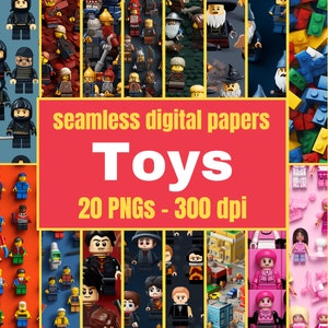Block Toys - 20 carte digitali con motivi senza cuciture ideali per fai da te, carta da imballaggio, coperte, lenzuola, carta da parati per uso personale e commerciale