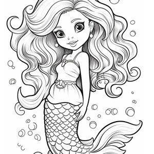 Cute Mermaids Coloring Pages for Kids and Moms Great Indoor Activities ...