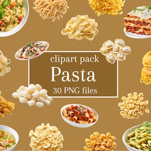 パスタバンドル 30 PNG レシピブック、Instagram ページストーリーテンプレート、ステッカー、マグネット、フラットレイアイコン、イラスト用の無料ボーナスコンテンツ