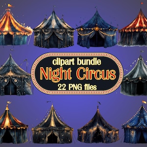 Nuit sombre cirque aquarelle haute qualité PNG gothique images transparentes pour la conception de sites Web, projet de bricolage, travaux manuels, scrapbooking, sorcellerie