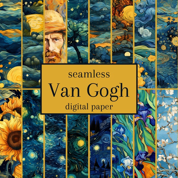 Van Gogh Seamless Pattern 20 Digital Papers ideal für Geschenkpapier, Decken, Bettwäsche, Tapeten für den kommerziellen Gebrauch