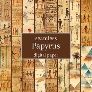 Egypt Papyrus 20 carte digitali con motivi senza cuciture per uso personale e commerciale, ideali per avvolgere carta, coperte, lenzuola, carta da parati