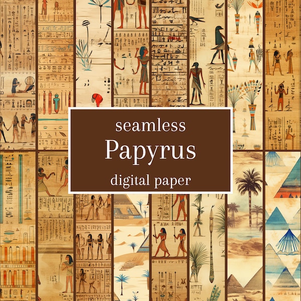 Egypt Papyrus 20 Seamless Pattern Digital Papers for personal and commercial use ideal for wrapping paper, blanket, bed sheets, wall paper