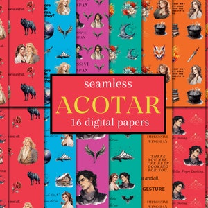 Papiers numériques sans couture ACOTAR à usage personnel et commercial, idéaux pour le papier d'emballage, les couvertures, les draps, le papier peint et les projets de bricolage