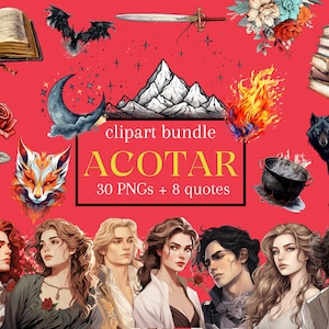 ACOTAR PNG Clipart para diseños web, plantillas para publicaciones e historias de Instagram, íconos flatlay, calcomanías, álbumes de recortes