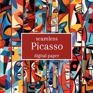 Picasso kubism sömlöst mönster: 20 digitala papper (digital nedladdning)