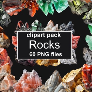 Cet ensemble de 60 cliparts de roches et de minéraux géologiques à usage commercial peut être utilisé pour du matériel pédagogique, la conception de sites Web, un projet de bricolage - Utilisation facile