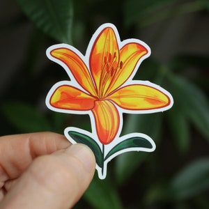 オレンジ色のユリの花のステッカー