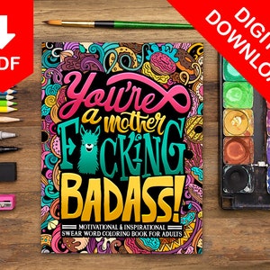 40 Swear Word Coloring Pages - Funny Quotes Coloring Pages for Adults - Cuss Word Inspiration Quotes - Gag Gift - Digital Coloring Pages