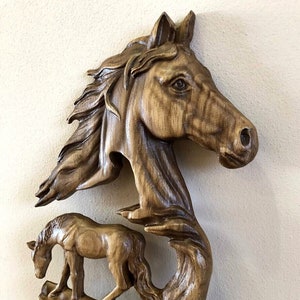 Wooden horse, Wood carving horses, Hand carved wood panel, Horse decor, Wall hanging horse, Horse lover, Horse figurine, Wood Carved Gift