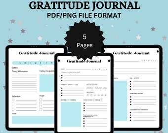 Gratitude Journal: Daily Mindfulness Template (PDF/PNG)