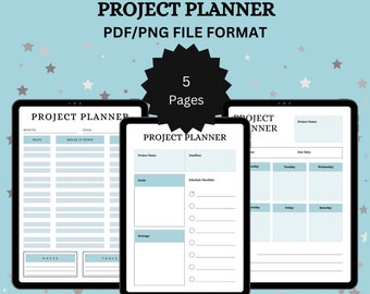 Project Planner Printable: Business & College Project Plans (Fillable PDF)