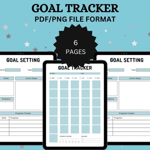 Goal Tracker, Vision Board, Template minimal, Digitaler Zielplaner, Zielplaner Kit, Personal Planner, Mind Map, Tracker printable