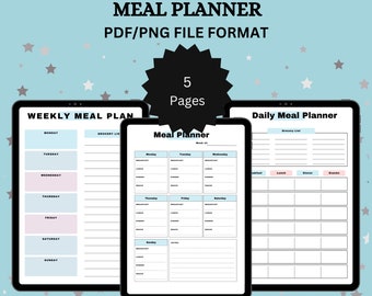 Weekly Meal Planner: Printable Menu, Grocery List (PDF)