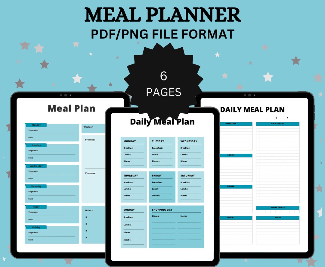 Meal Planner, Meal Plan Printable, Family Food Planner, Printable Menu ...