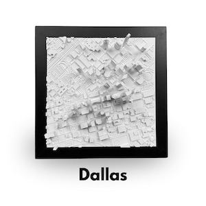 Impression murale Dallas |  16" x 16" | Décoration d'intérieur urbaine imprimée en 3D