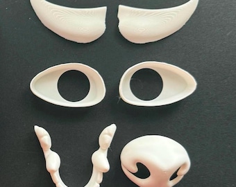Gnoll | Canine Fursuit Accessories | 3D Printed in PLA | Includes Eye Blanks, Eyelids, Teeth, and Nose