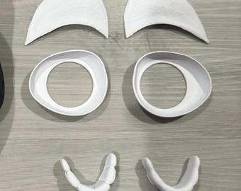Pony | Ungulate Fursuit Accessories | 3D Printed in PLA | Includes Eye Blanks, Eyelids, Teeth, and Nose