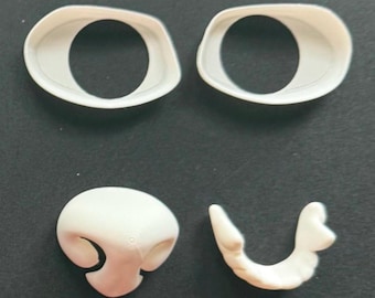Grumpy Dingo | Canine Fursuit Accessories | 3D Printed in PLA | Includes Eye Blanks, Eyelids, Teeth, and Nose