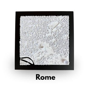 Impression murale Rome |  16" x 16" | Décoration d'intérieur urbaine imprimée en 3D | Art mural modèle ville