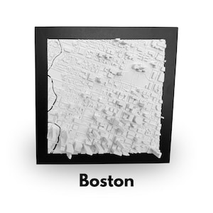 Impression murale Boston |  16" x 16" | Décoration d'intérieur urbaine imprimée en 3D