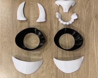 Accesorios para traje de piel de pantera/felino/Impresos en 3D en PLA/Incluye ojos, párpados, dientes y nariz
