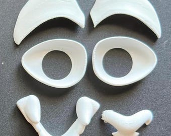 Leopard | Feline Fursuit Accessories | 3D Printed in PLA | Includes Eye Blanks, Eyelids, Teeth, and Nose