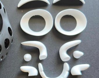 Cow | Bull | Longhorn | Ungulate Fursuit Accessories | 3D Printed in PLA | Includes Eye Blanks, Eyelids, Teeth, and Nose