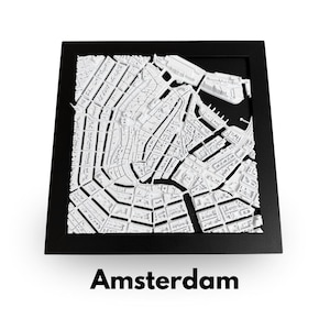 Impression murale Amsterdam |  16" x 16" | Décoration d'intérieur urbaine imprimée en 3D