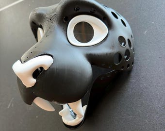 Sabertooth | Homotherium | Feline Fursuit Headbase | 3D Printed in PLA | Furry Head Base Mask