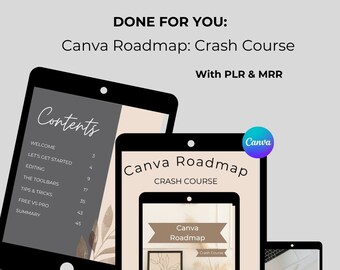 Canva Roadmap, Canva Crash Course, Master Resell Rights (MRR) and Private Label Rights, Done for You (dfy) Digital Product, How To Guide