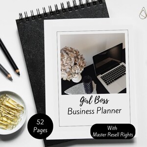 Girl Boss Business Planner, Digital Planner, Done for You Planner Template, PLR Planner, Printable Business Planner, Master Resell Rights