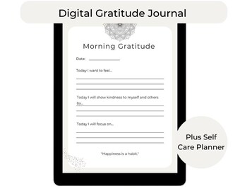 Printable Wellness Planner, Daily Gratitude Journal, Digital Self Care Planner, Mental Health Journal, Mindfulness Journal, Meditation