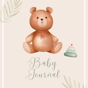 Baby&#39;s First Year Book, Digital Baby Journal, Baby Shower Gift Idea, Baby Milestone Book, Printable Baby Book, New Mom Gift