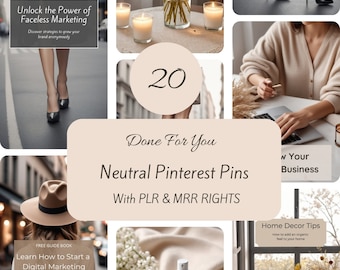 Pinterest Posts, Neutral Business Social Media Posts, Done For You Pinterest Pins, Pinterest Templates, Canva Templates,Master Resell Rights