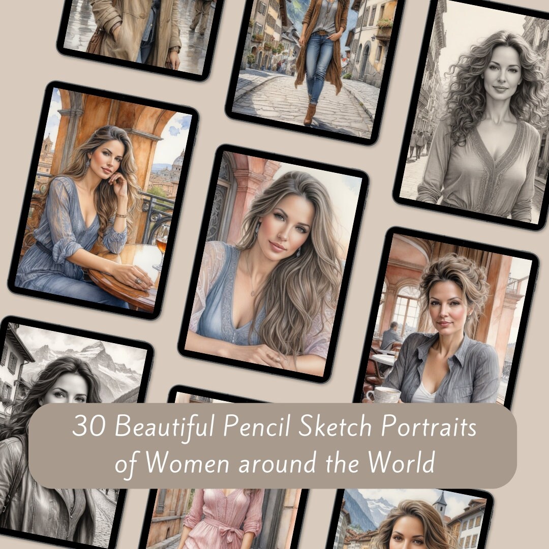 Watercolor Beautiful Woman Portraits, Women Illustration Images, Travel ...
