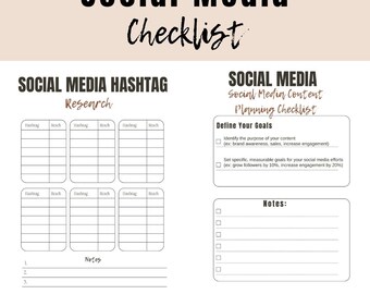 Digital Social Media Checklist, Content Planner Checklist, Instagram Content Planner, TikTok, Youtube, Blogger Content, Printable Checklist
