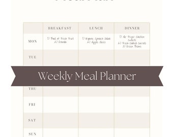 Meal Planner Printable, Weekly Meal Prep, Grocery Shopping List, Fitness Tracker, Digital Download Food Planner, Healthy Meals and Fitness