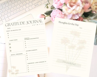 Gratitude Journal Printable, Digital Download Journal, Self Care Journal, Daily Journal for Women, Self Care Printable, GJ01