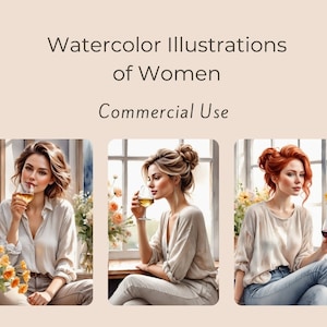 Watercolor Women Illustrations, Women Clipart, Printable Watercolor Clipart, High Quality JPGs, Working Girls Clipart, Scrapbooking