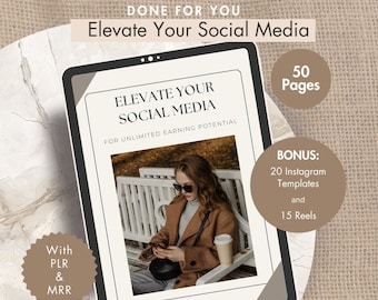 Elevate Your Social Media Ebook, Instagram Hooks, Social Media Content Guide with Master Resell Rights, Done for You Social Media Hooks