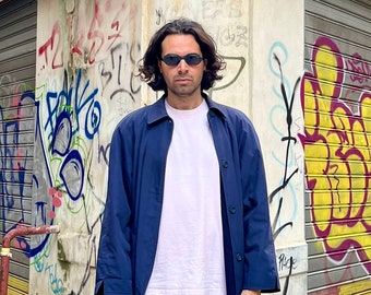 Vintage Men's Blue Trench Coat / Incom Raincoat / Raincoat / Lightweight Coat / Vintage Clothes / Used in excellent condition /