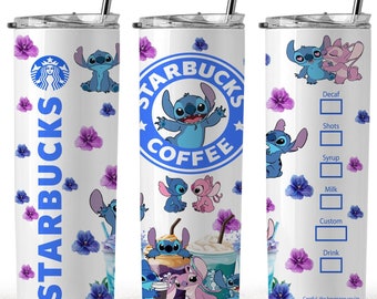 Stitch Tumbler Wrap, 20oz tecknad film Tumbler, Stitch akvarell Design Png, sömlös Tumbler Sublimering, Digital Fil Direktnedladdning