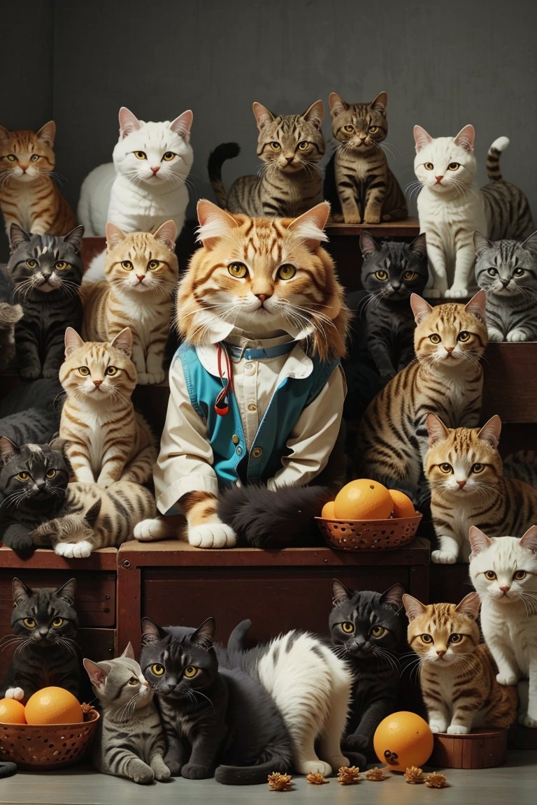 Digital Art Print, Cat Poster, Printable Poster, High Quality Prints ...